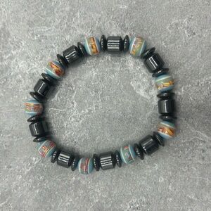 Black Blue Buddha Religious Therapeutic Magnetic Bracelet Drum Beads